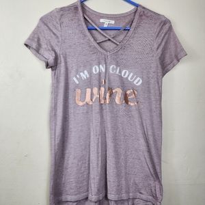 Maurices Womens XS X Small Shirt I'm On Cloud Wine Light Purple Criss Cross Top
